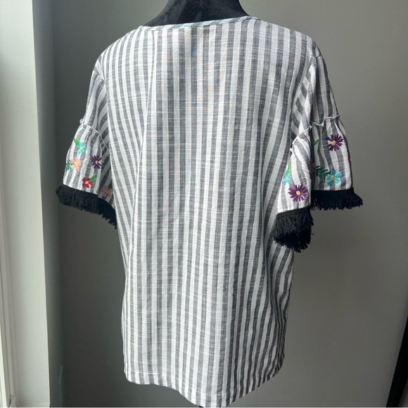 Rafaella Tie Front Short Sleeve Blouse - Large - Picture 4 of 8